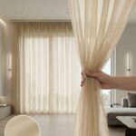 Açık Vizon Dekoratif Tül Leno Dokuma Hazır Tül Perde 300x255 cm