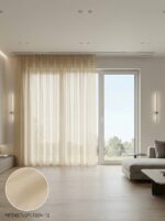 Açık Vizon Dekoratif Tül Leno Dokuma Hazır Tül Perde 300x255 cm - Görsel 2