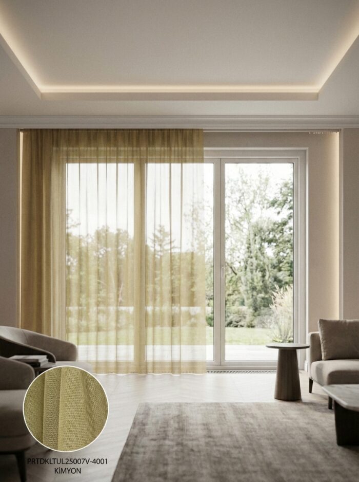 Dekoratif Tül Leno Dokuma Hazır Tül Perde 300x255 cm - Görsel 2