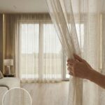 Açık Bej Dekoratif Tül Leno Dokuma Hazır Tül Perde 300x255 cm