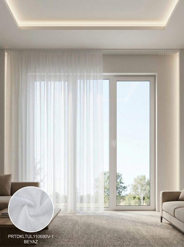 Dekoratif Tül Leno Dokuma Hazır Tül Perde 300x255 cm - Görsel 2