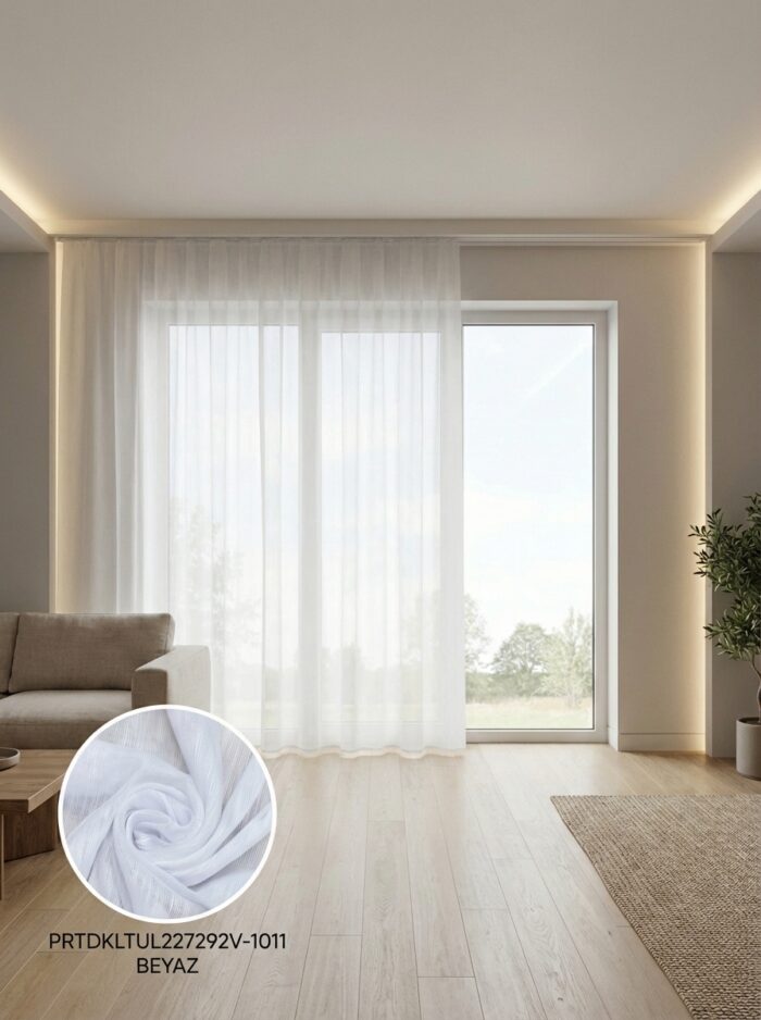 Dekoratif Tül Leno Dokuma Hazır Tül Perde 300x255 cm - Görsel 2