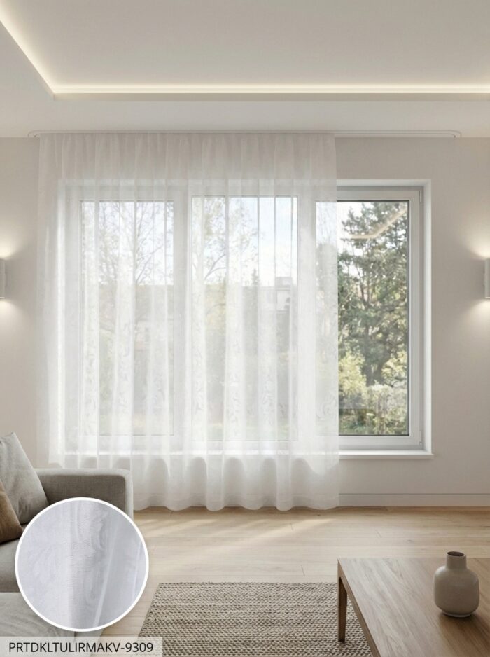 Dekoratif Tül Leno Dokuma Hazır Tül Perde 300x255 cm - Görsel 2