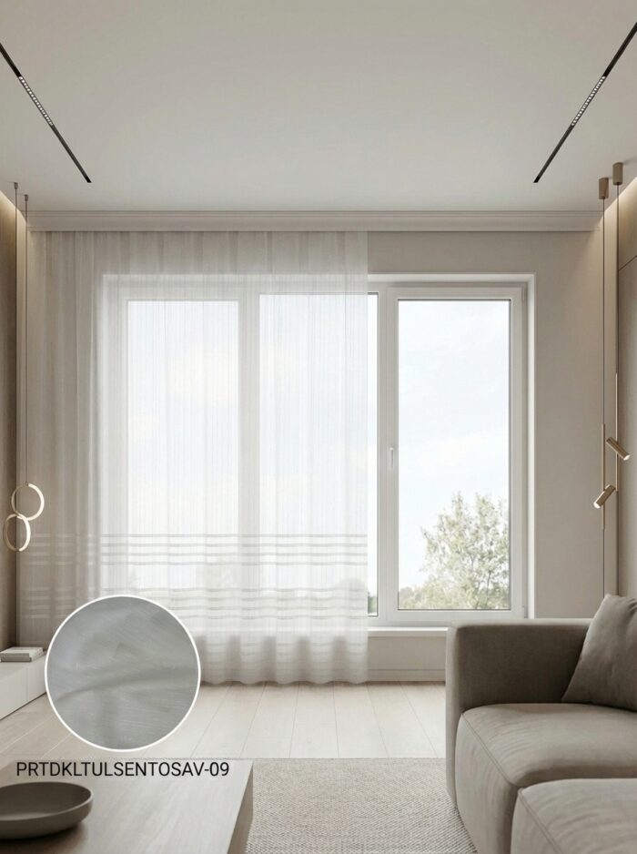 Dekoratif Tül Leno Dokuma Hazır Tül Perde 300x255 cm - Görsel 2