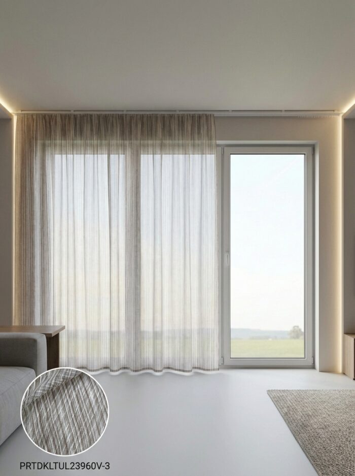 Dekoratif Tül Leno Dokuma Hazır Tül Perde 300x255 cm - Görsel 2