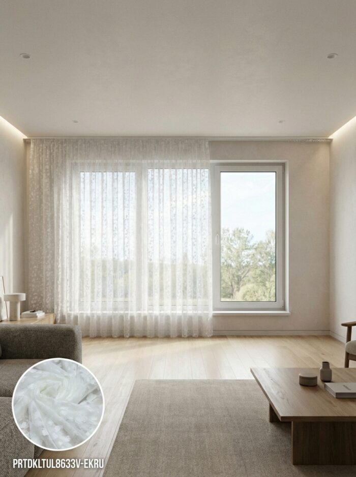 Raşel Dokuma Geometri Desenli Hazır Tül Perde 300x255 cm - Görsel 2