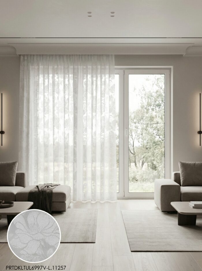 Raşel Dokuma Jakar Desenli Hazır Tül Perde 300x255 cm - Görsel 2