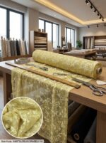 Bej Ekru Raşel Jakar Desenli Tül Perde Kumaşı 100x300 cm