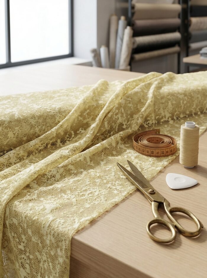 Bej Ekru Raşel Jakar Desenli Tül Perde Kumaşı 100x300 cm - Görsel 2